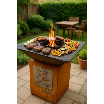 RustyChef Cube – Grill dupla falú füstmentes technológiával